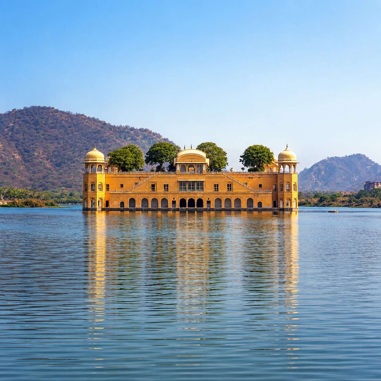 Jal Mahal palace surrounded by water